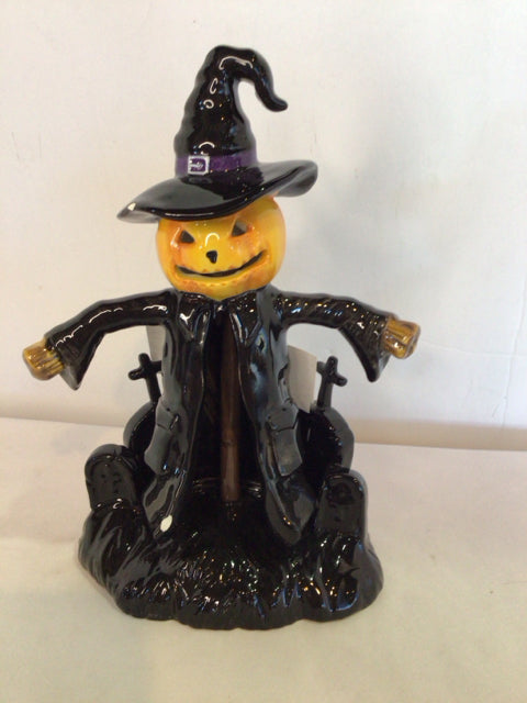 Blue Sky Halloween Black Ceramic Pumpkin As Is Holiday Item