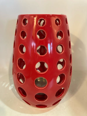 Lantern Red Ceramic Punched Circles Candleholder(s)