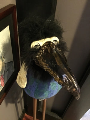 Multi-Color Concrete Crow As Is Statue