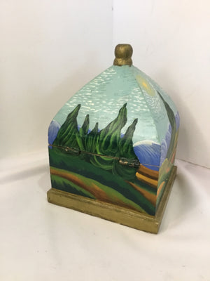 Lidded Wood Painted Multi-Color Box