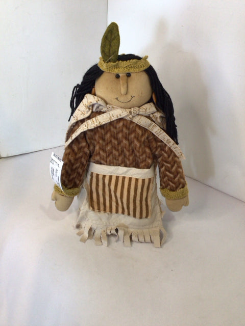 Fall Brown/Multi Cloth Figure Indian Holiday Item