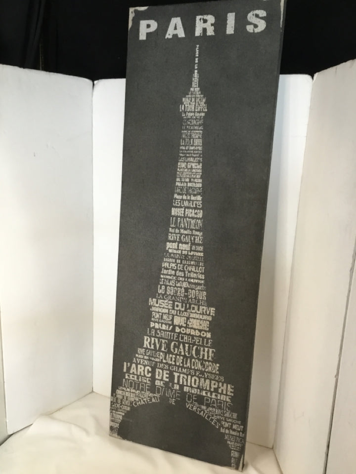 Gray/White Canvas Eiffel Tower Paris Stretch Canvas Art