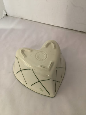 Heart Green/Cream Ceramic Flower Bowl