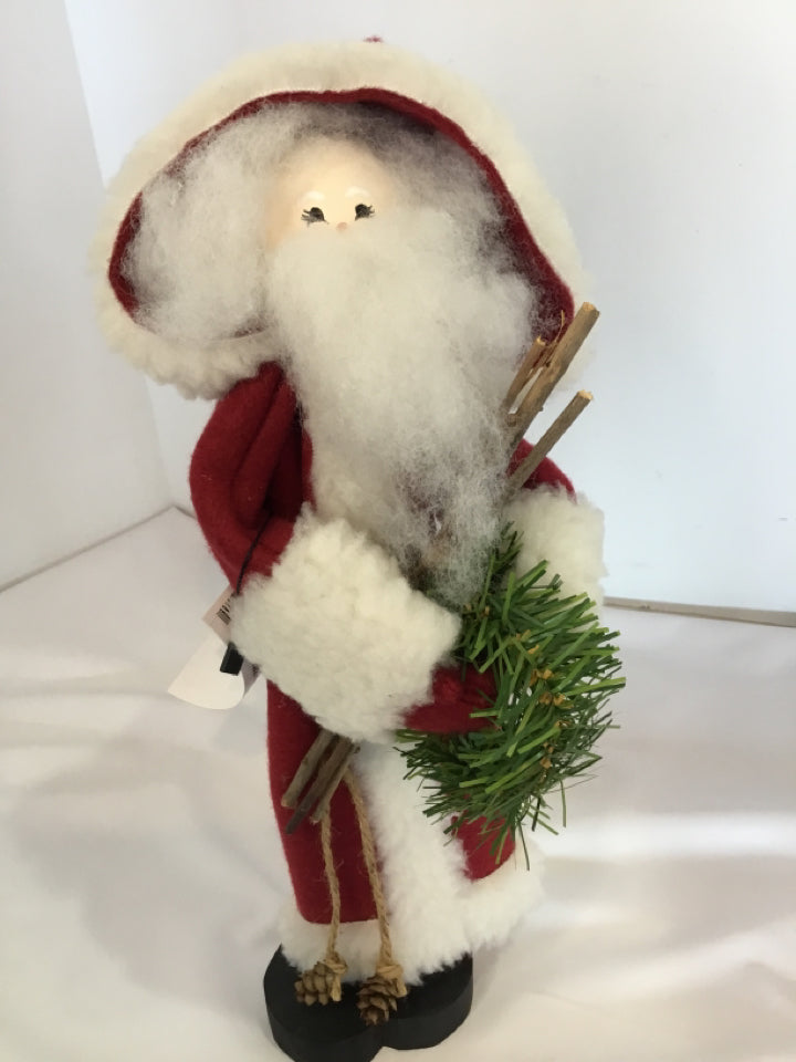 Red/white Wood Felt Santa Holiday Item