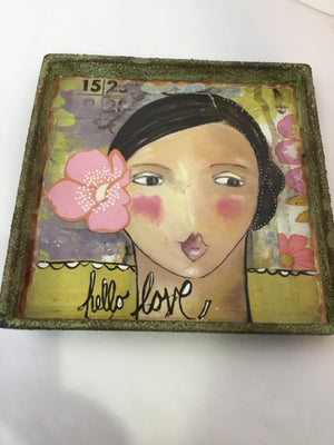 Green/Mix Metal Woman Tray