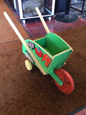 Decorative Green/multi Wood Wheelbarrow Misc
