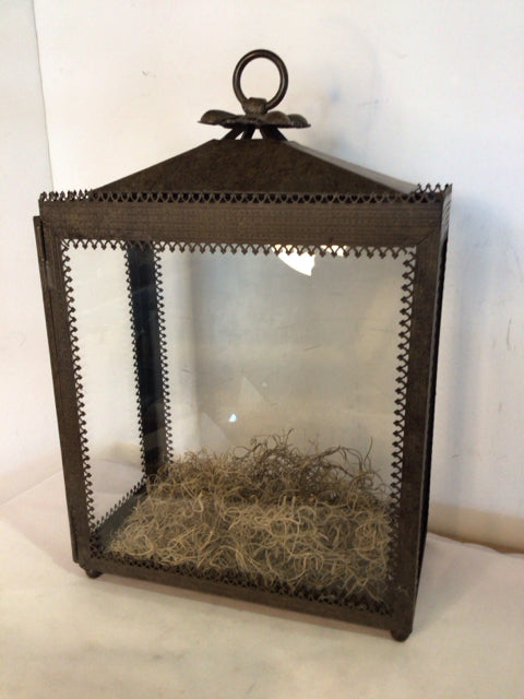 Rustic Gray Metal/Glass Terrarium