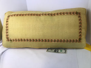 Custom Order Yellow Linen Embroidered Pillow