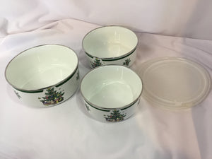 Nikko Holiday White/Green Metal Christmas Tree Bowl Set