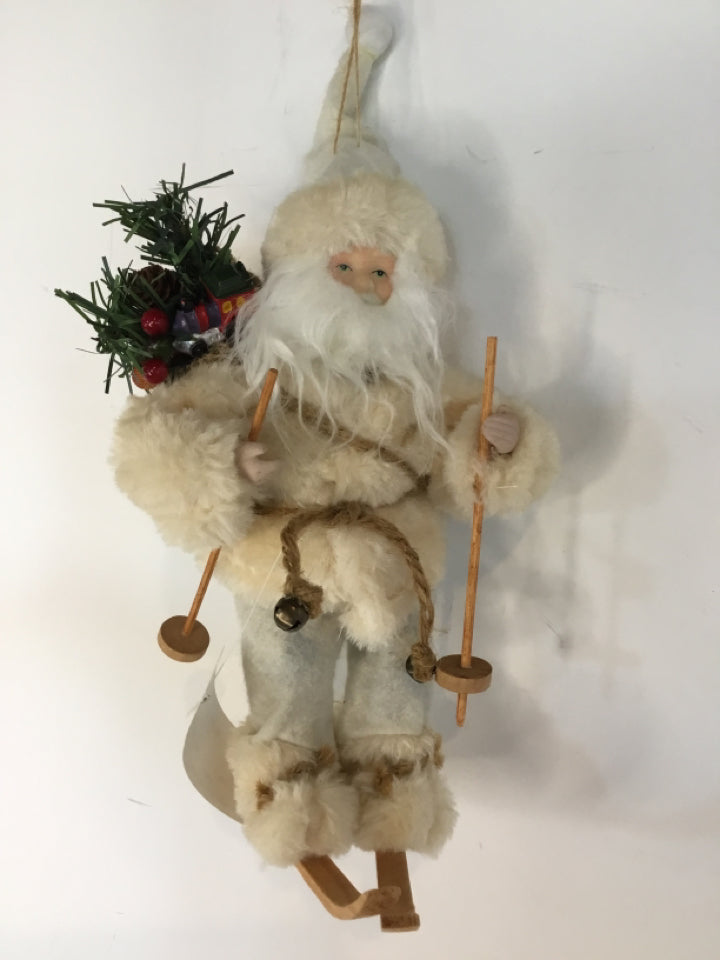 Cream Faux Fur Santa Holiday Item