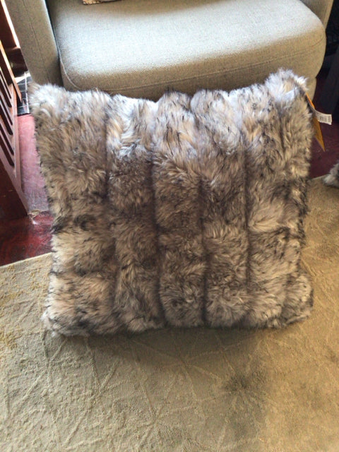 Gray/Black Faux Fur Pillow