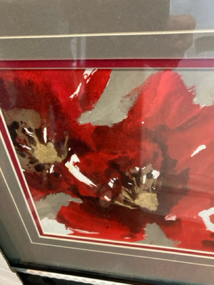 Gray/Red Floral Pair Framed Art