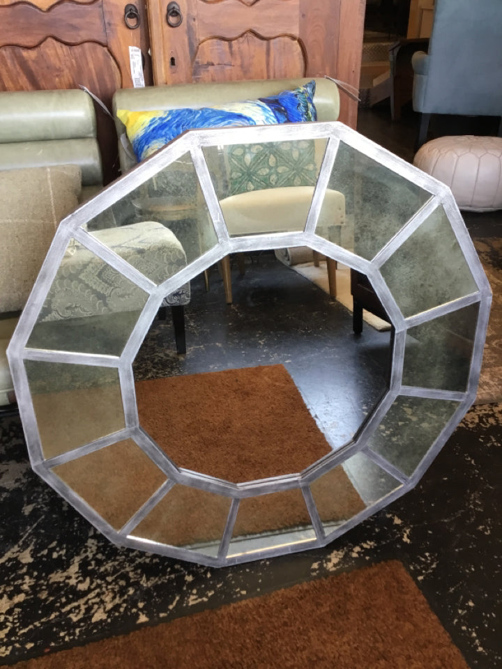 Antiqued Silver Multi Sided Mirror