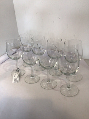 Set of 8 Clear Glass Wine Glasses