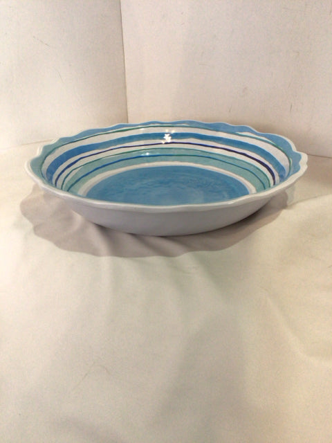 Outdoor/Outside Blue/White Melamine Bowl