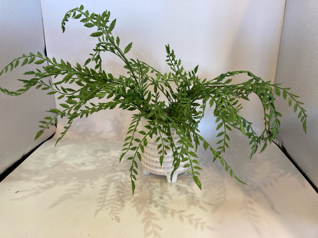 Potted Green & White Fern Faux Plant