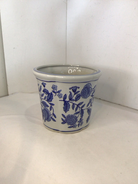 Oriental White/Blue Ceramic Floral Planter