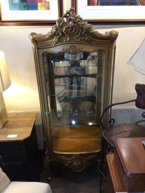 French Gold Wood/Glass Curio Cabinet