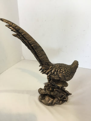 Gray/Black Resin Pheasant Statue