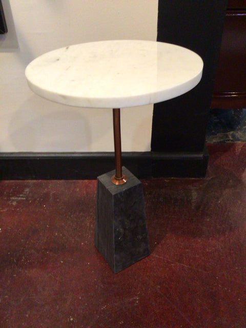 Side Marble Top Marble Base White/Black Table