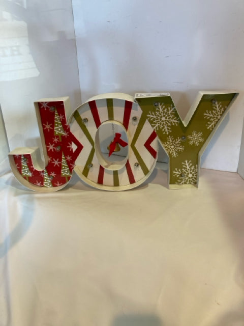 Christmas Red/white Metal Lighted Sign Holiday Item