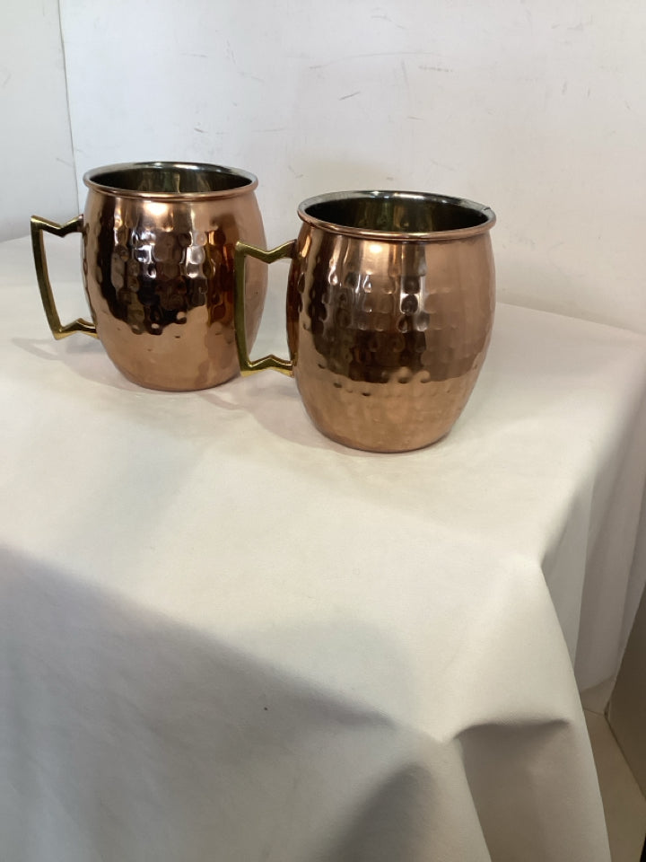 PIER 1 Pair Copper Hammered Mug Set
