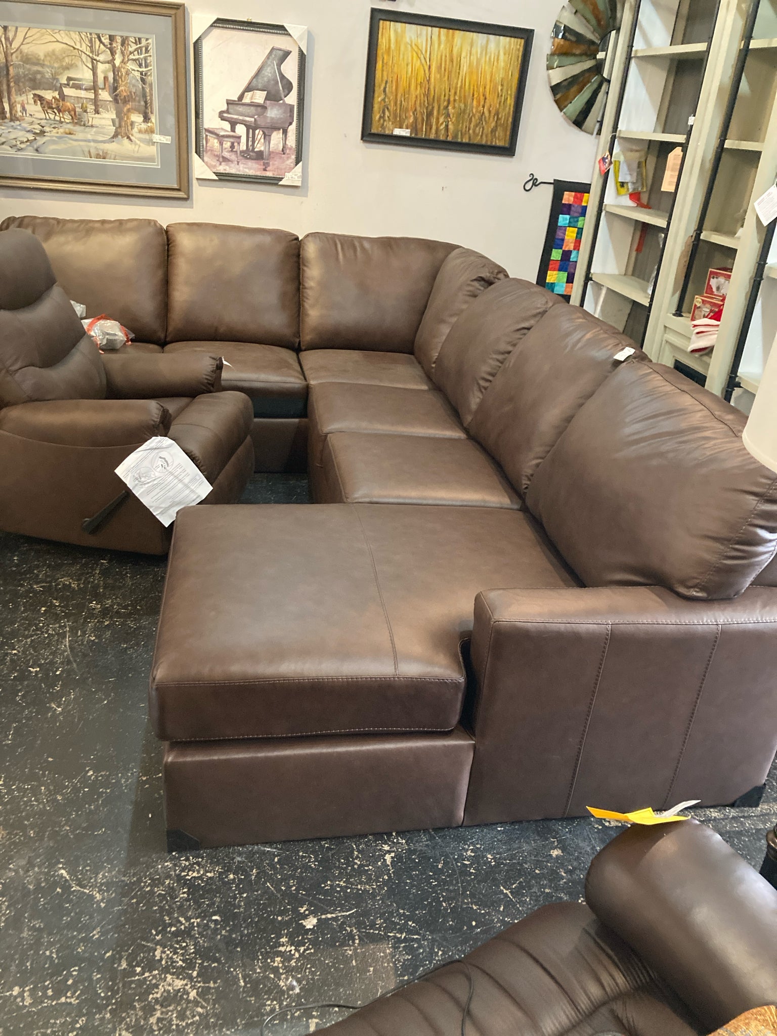 Ashley Leather 3 piece Brown Sectional Sofa