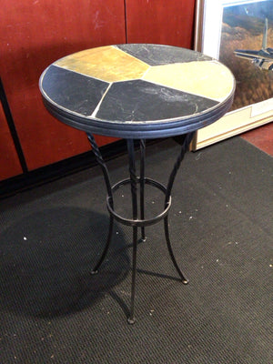 Black/Yellow Wrought Iron Slate Top Plant Stand