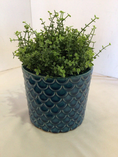 Green/Blue In Planter Faux Plant