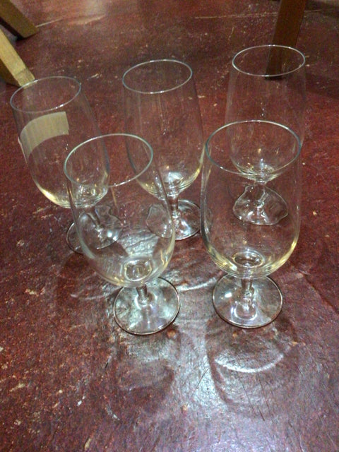 Set of 5 Clear Glass Water Glasses