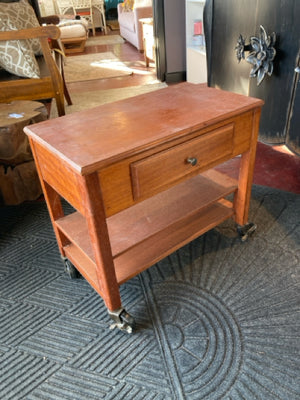 Side Wood 2 Shelf 1 Drawer Brown Table