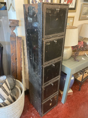 Antique 5 Drawer Metal Black File Cabinet