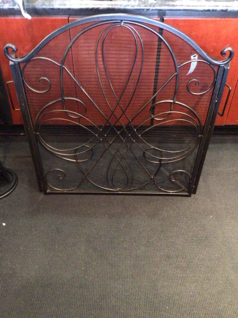 Black Wrought Iron Scroll Fireplace Screen