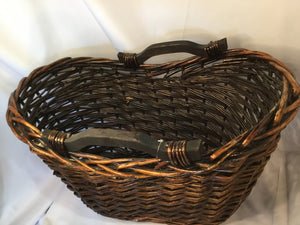 Brown Wicker/Wood Basket