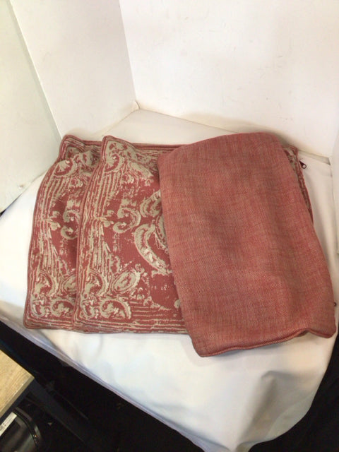 Restoration Hrd. Set of 3 Red/Beige Acrylic Outdoor/Outside Pillow Cover