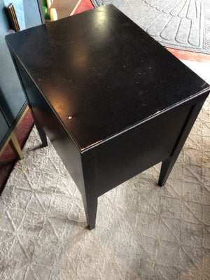 Wood 2 Drawers Black Nightstand