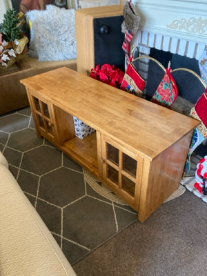 Wood 2 Door Brown TV Stand