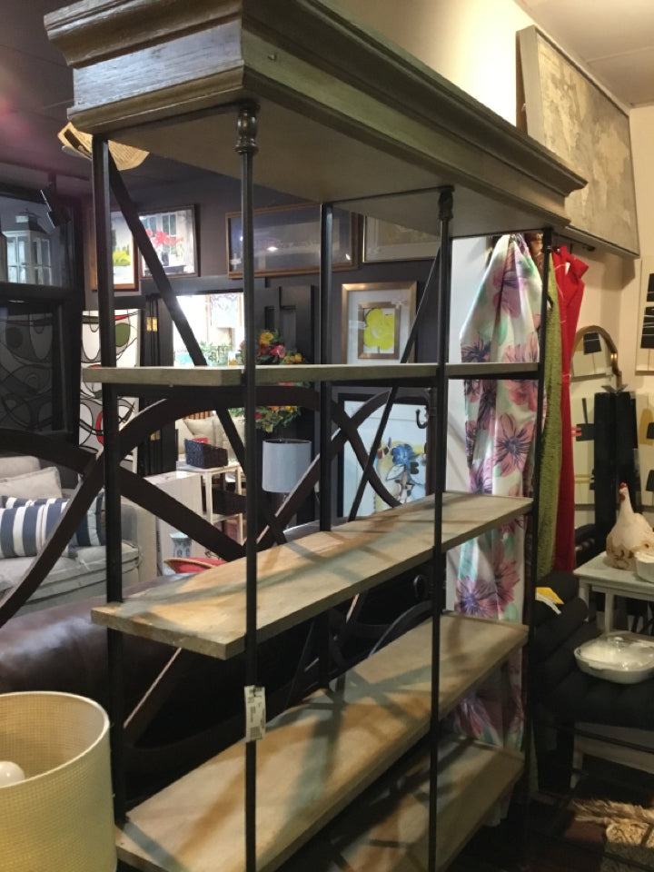 Brown/black Metal/Wood 5 Shelves Shelf