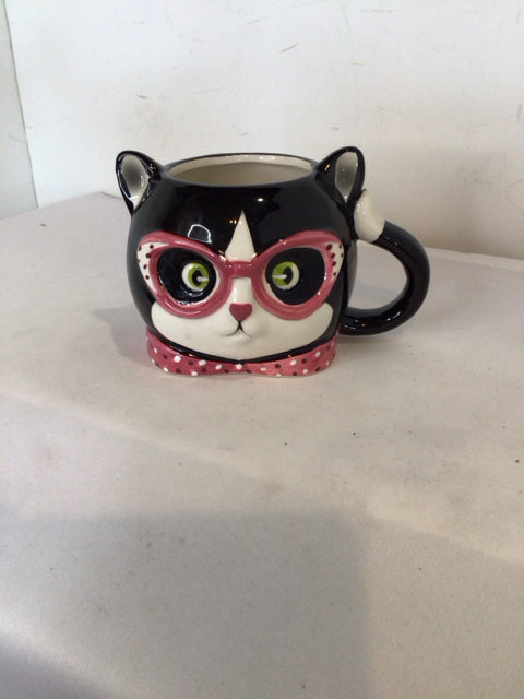 Black/Pink Ceramic Cat Mug