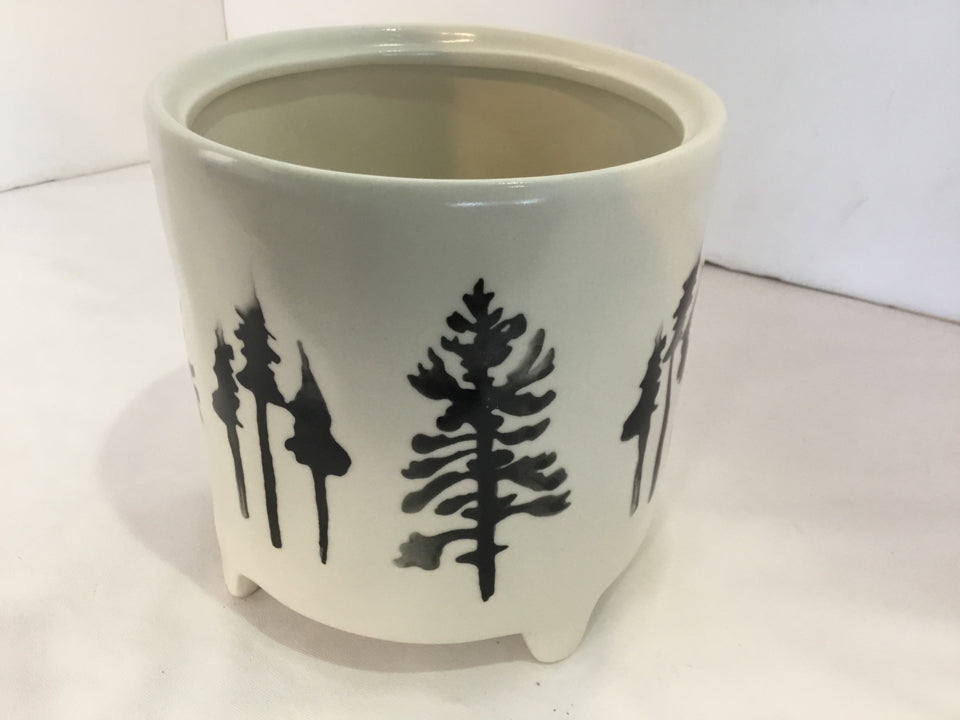 White/Black Ceramic Trees Planter