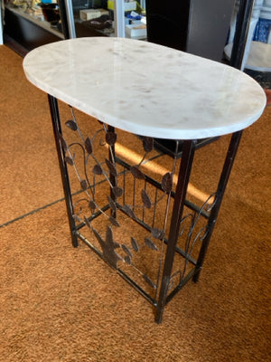 Side Marble Top Black/White Table