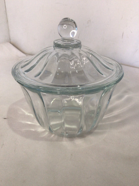 Lidded Clear Glass Candy Bowl