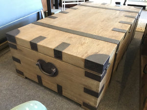 Restoration Hrd. Rustic Wood/Iron Coffee Brown Trunk