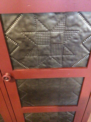 Ethan Allen Vintage Red Pie Safe 2 Door Cabinet