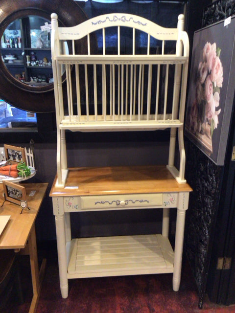 Country Wood Painted Cream Baker's Rack