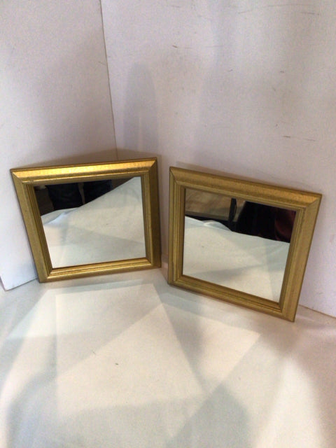 Pair Gold Square Mirror