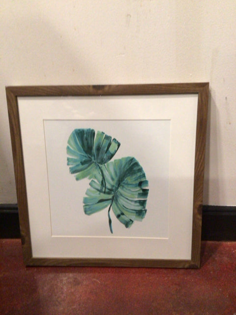 Green/White Leaf Framed Art