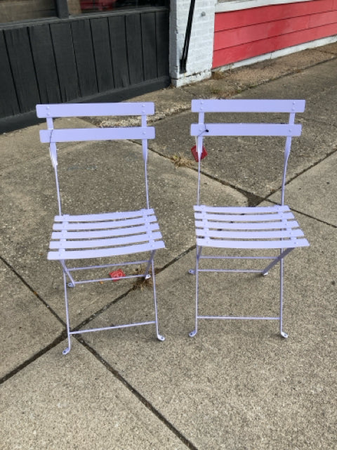 2 Modern Outdoor/Outside Metal Folding Pair Lavender Chair Set 9BJFH52P