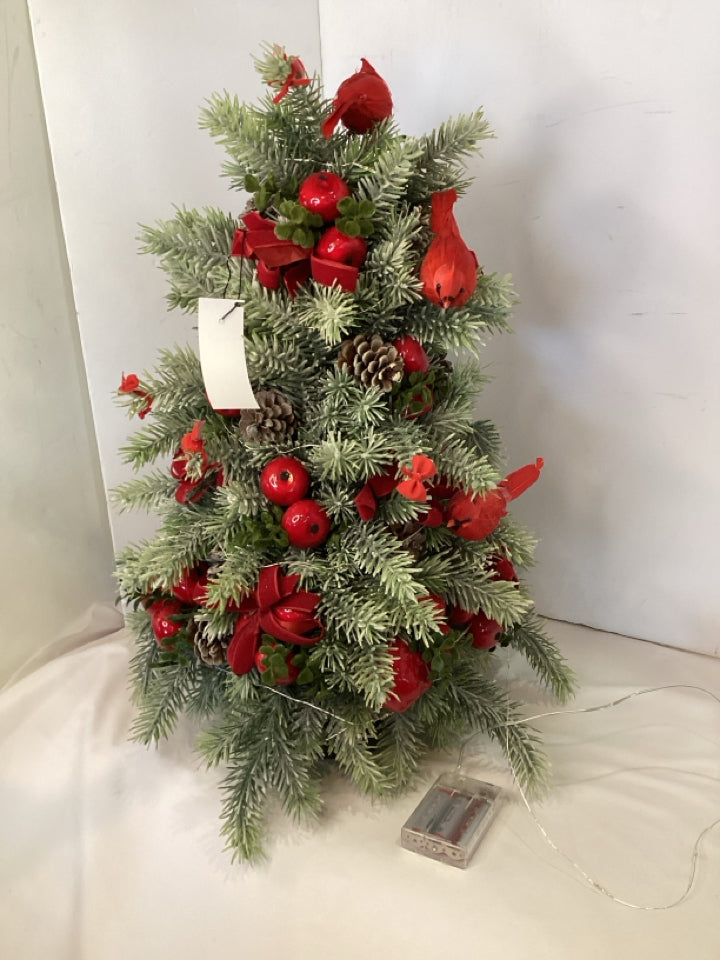 Christmas Green/Red Christmas Tree Pre-Lit Holiday Item