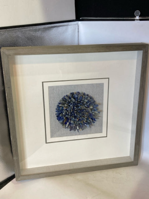 Shadow Box Cream/Blue Stone Flower Framed Art